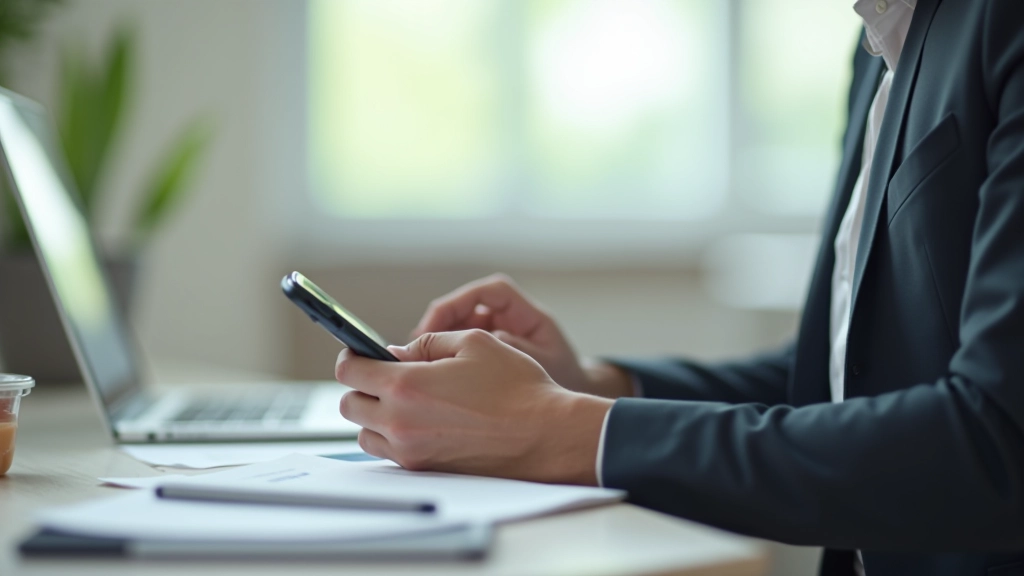 Person working remotely at desk with flexible work setup and digital devices